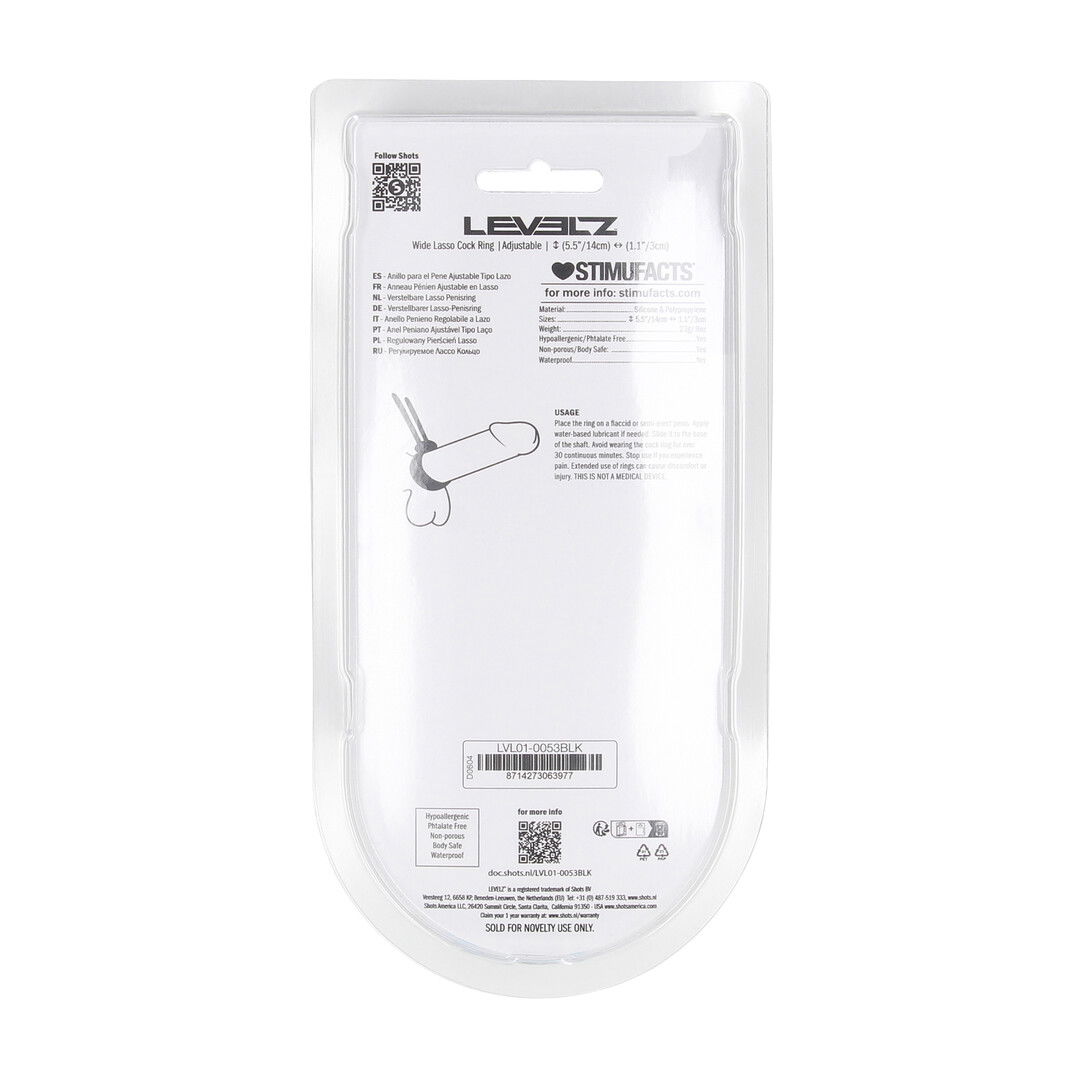 Brede Verstelbare Siliconen Lasso Cockring - 5mm - Zwart - Afbeelding 3