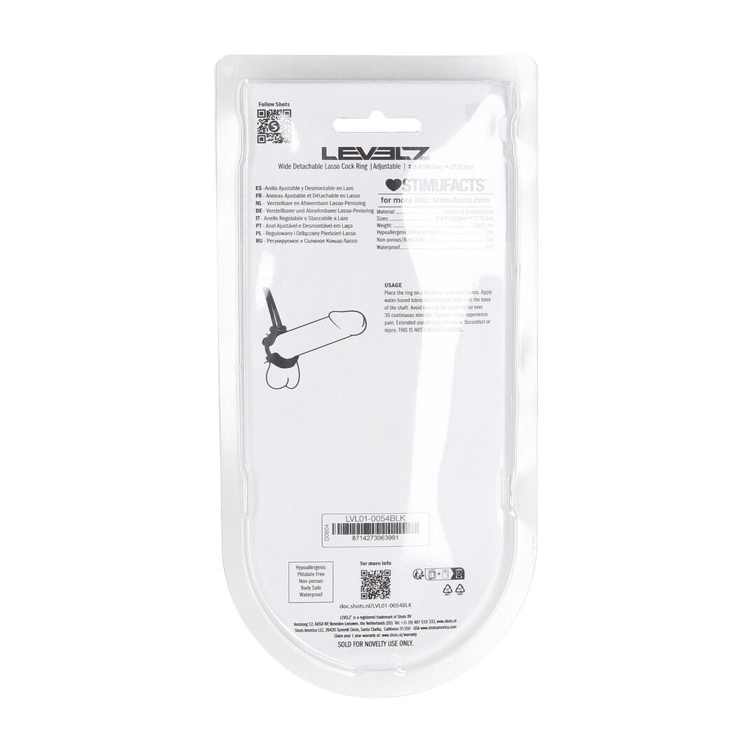 Afneembare Brede Verstelbare Siliconen Lasso Cockring - 5mm - Zwart - Afbeelding 3