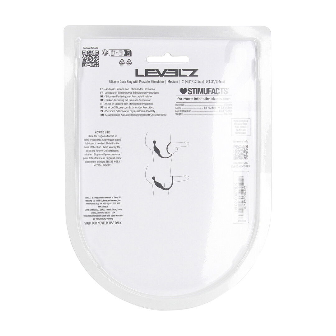 Siliconen Cockring met Prostaatstimulator - M - Zwart - Afbeelding 3