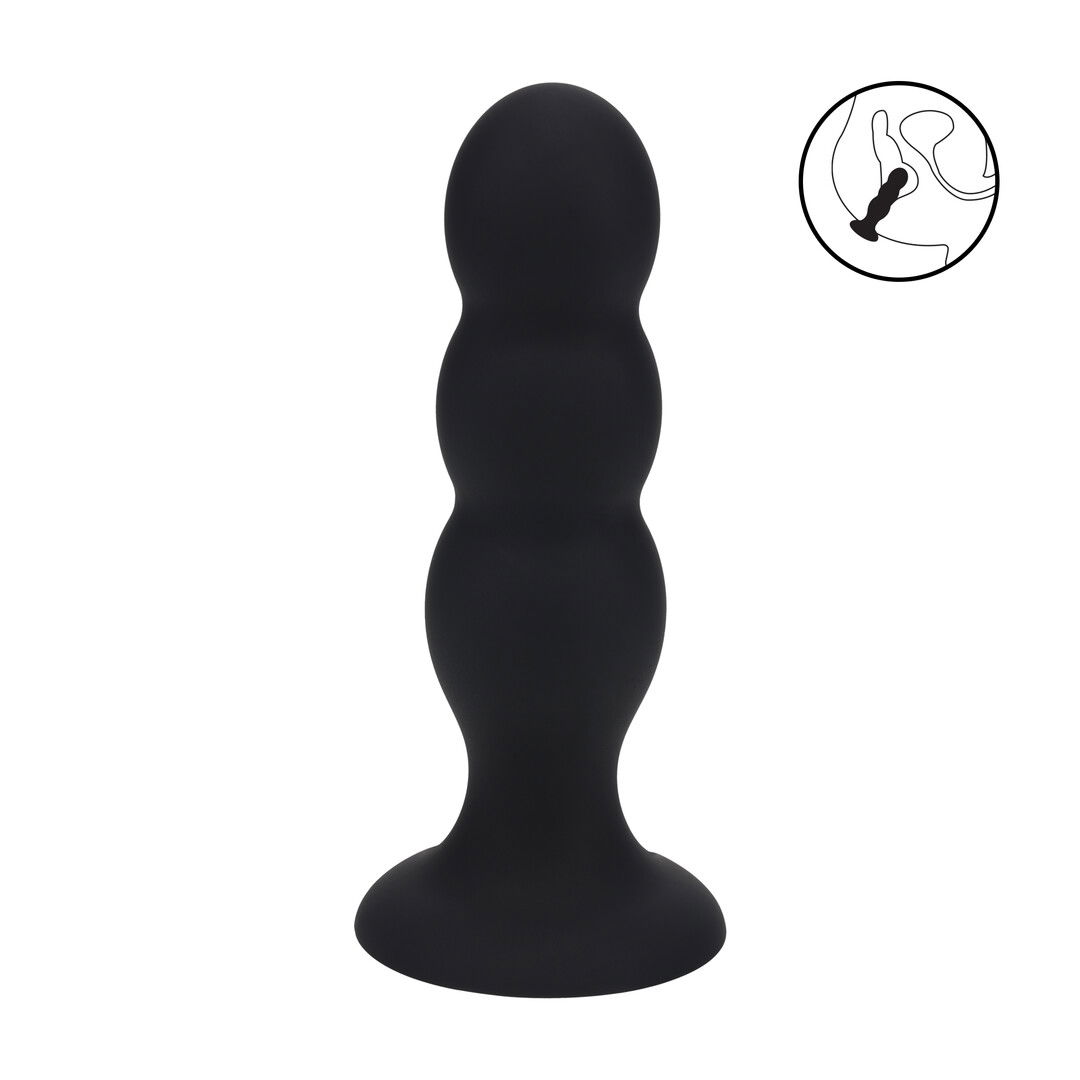 Tri Rattle Liquid Silicone Anale Plug - L - Zwart