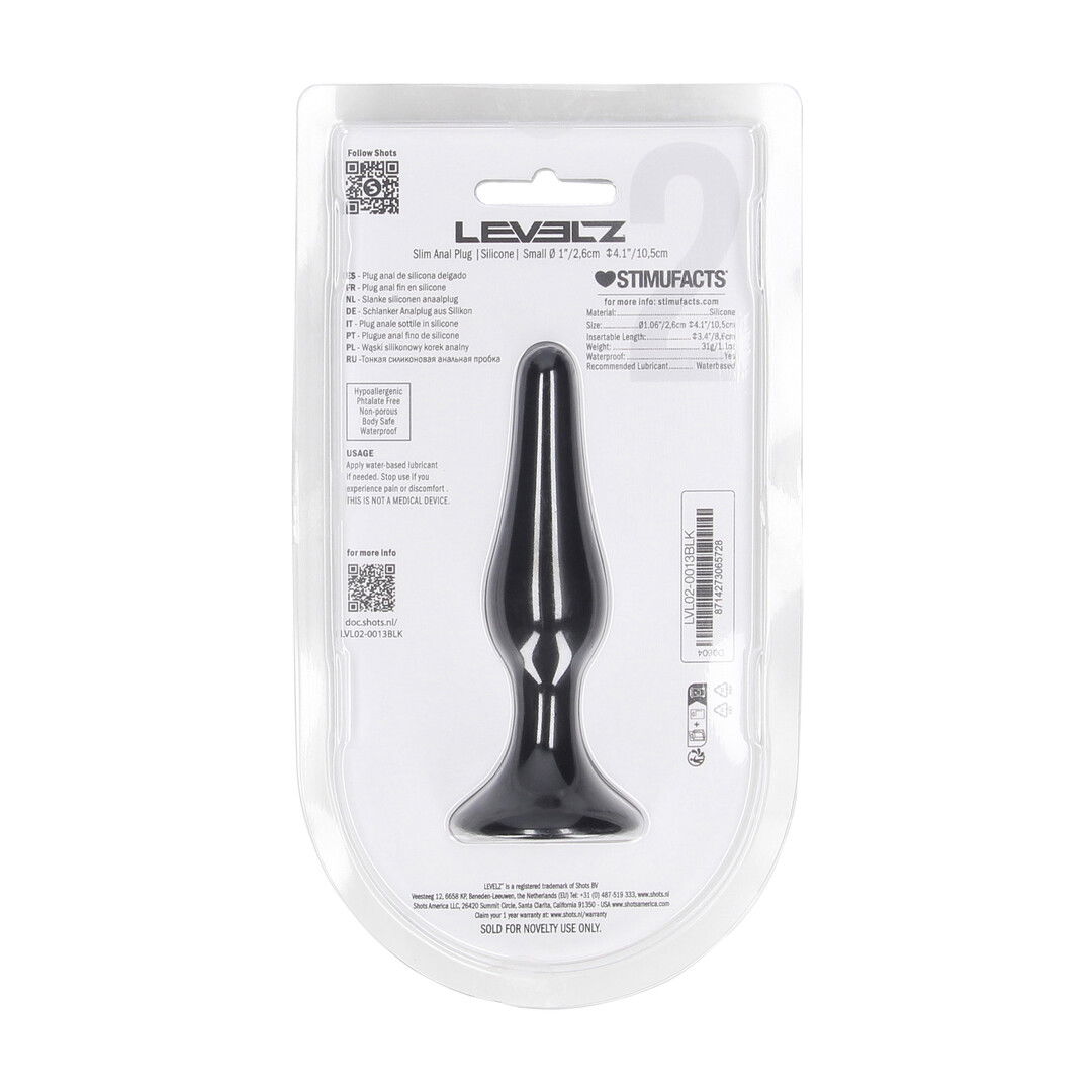 Slim Silicone Anale Plug - S - Zwart - Afbeelding 3