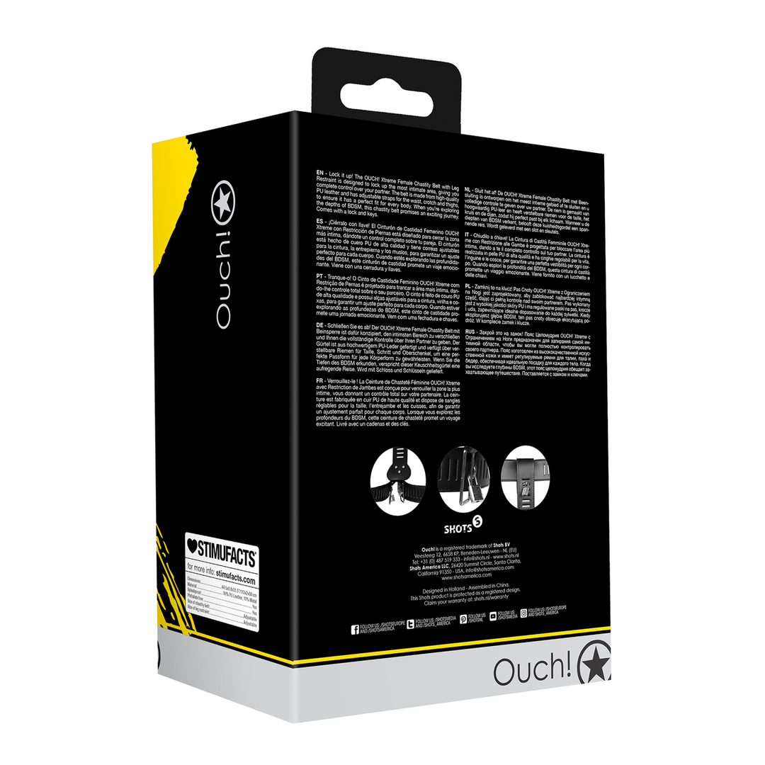 PU Lederen Vrouwelijke Kuisheidsriem met Beenbeperking - Zwart - Afbeelding 3