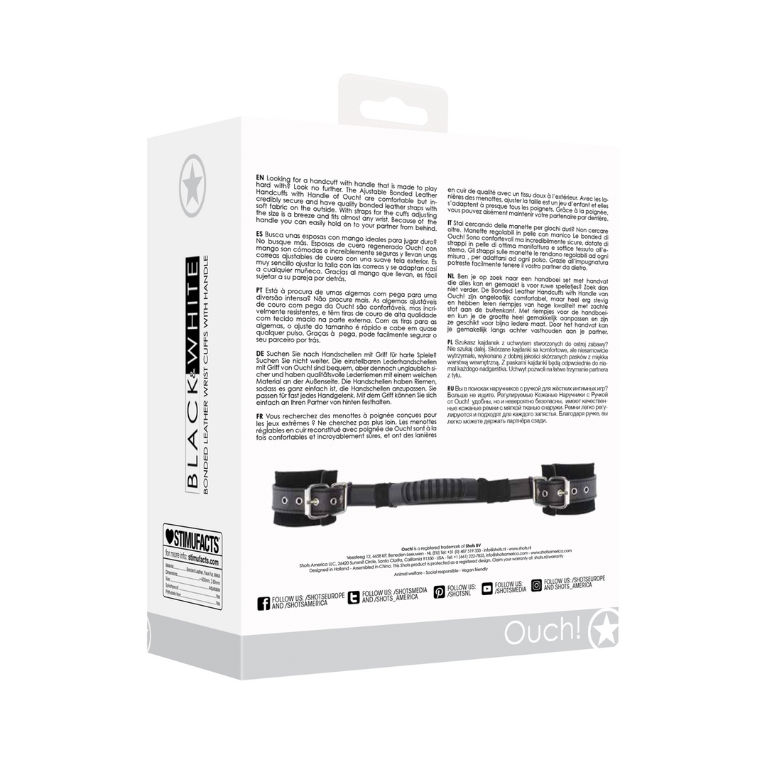 Geverbonden Lederen Handboeien met Handvat - Afbeelding 3