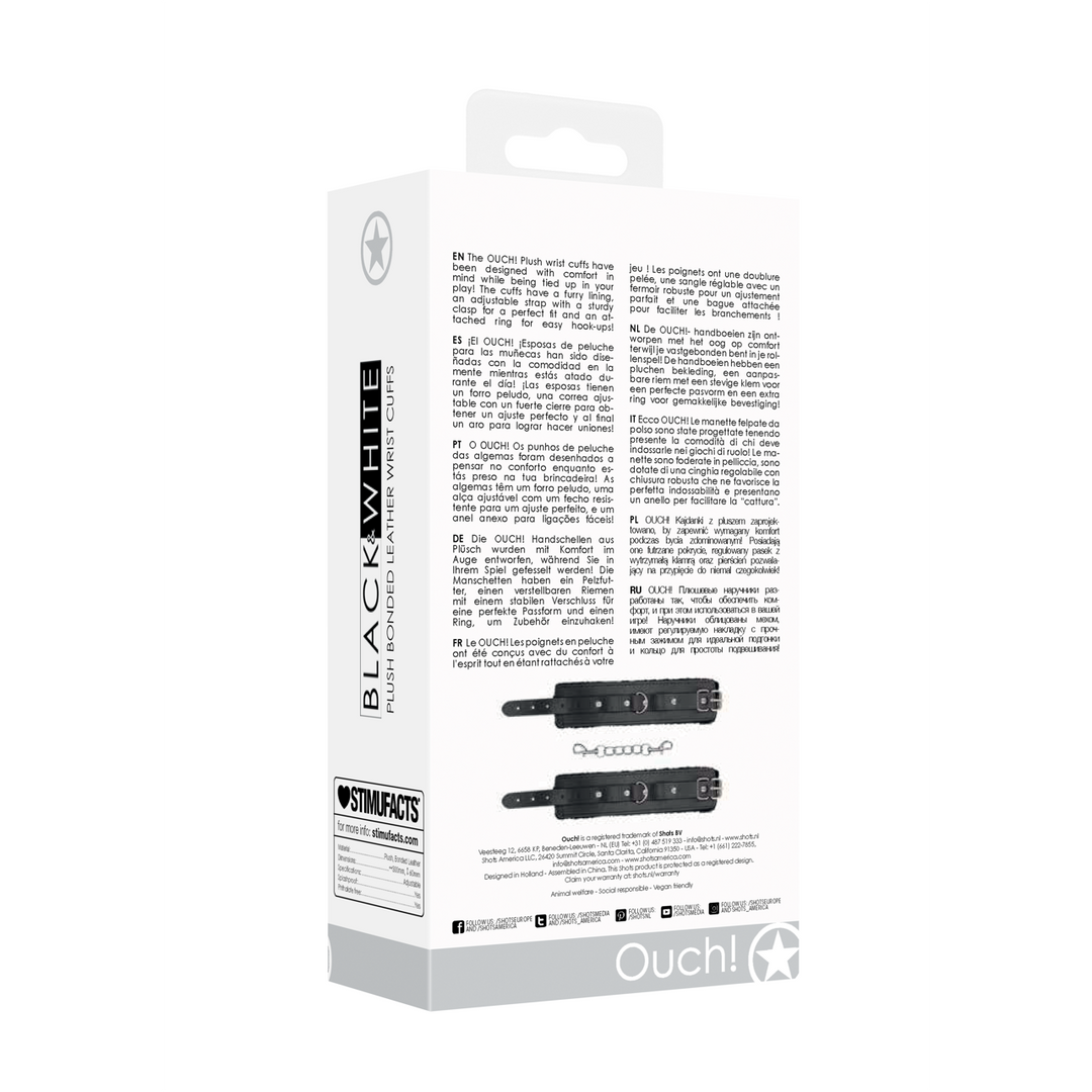 Pluche Gelijmde Leren Handboeien - Afbeelding 3