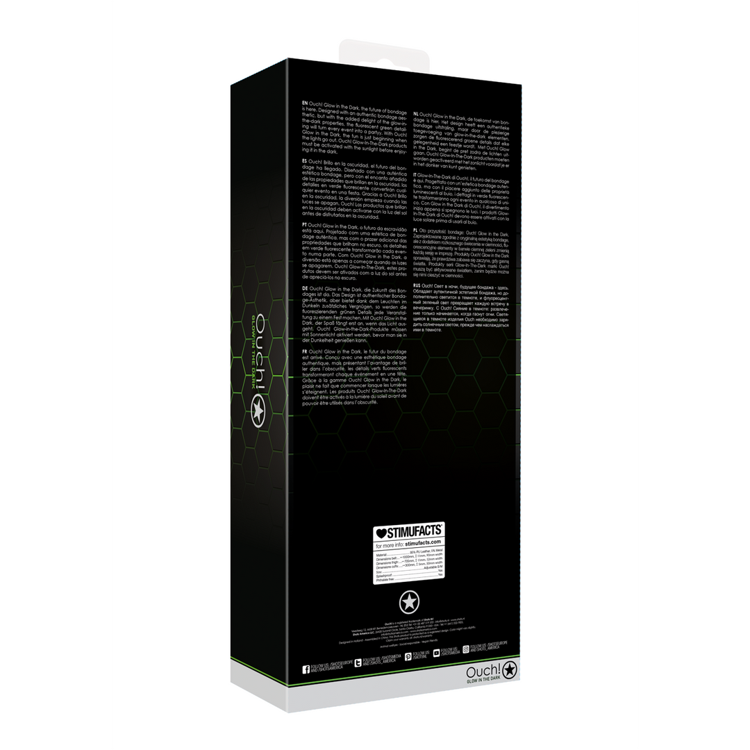 Dijbanden met Riempje en Handboeien - Glow in the Dark - S/M - Afbeelding 3