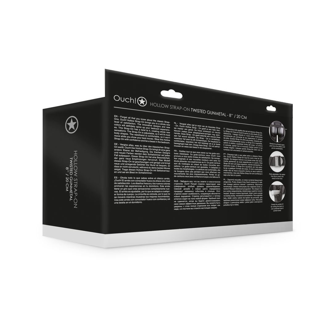 Gebogen Holle Strap-On - 8 / 20 cm - Gunmetal - Afbeelding 3