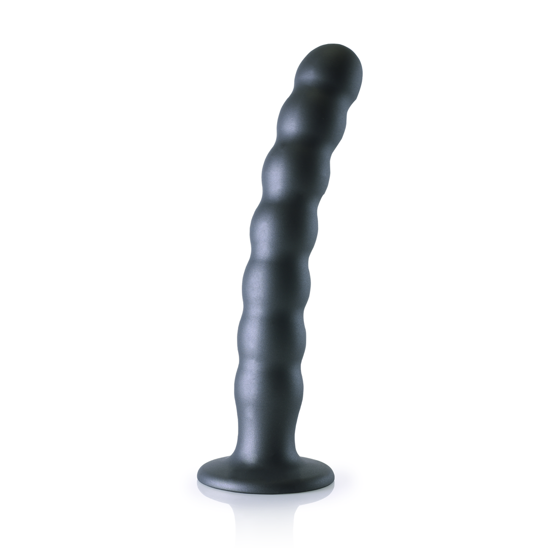 Beaded Silicone G-Spot Dildo - 8'' / 20,5 cm - Gunmetal - Afbeelding 3