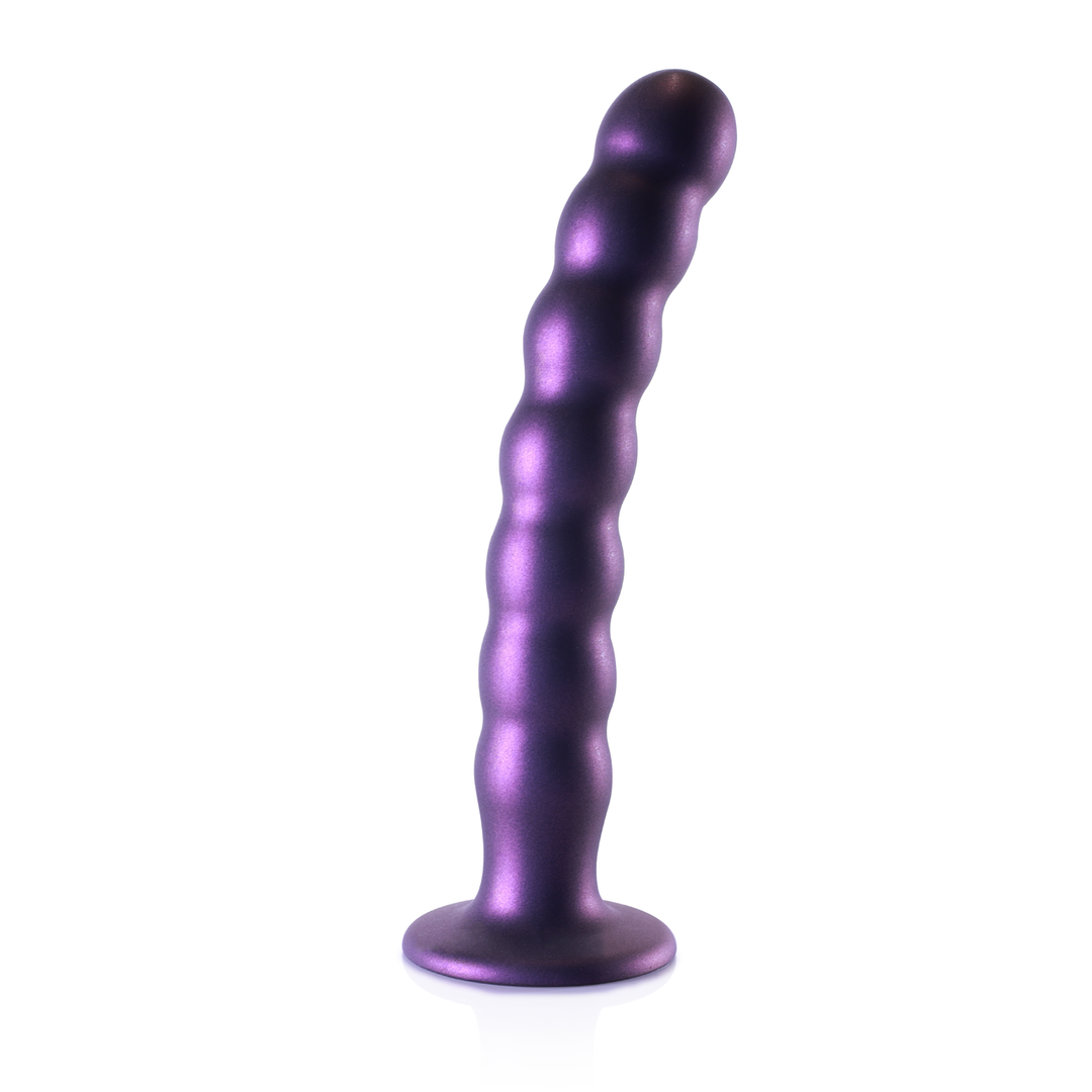 Gekralde Silicone G-Spot Dildo - 8'' / 20,5 cm - Metallic Paars - Afbeelding 3