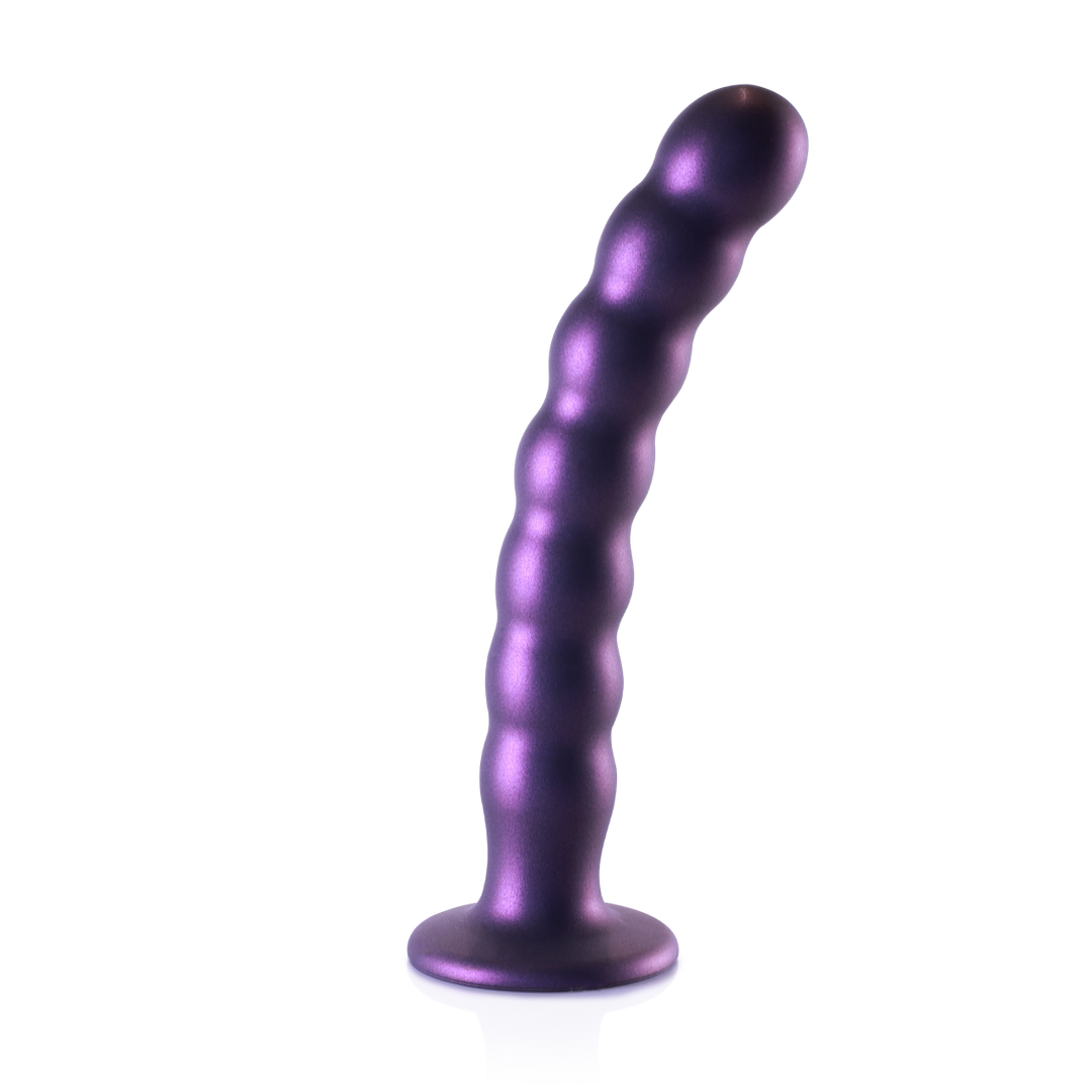 Gekralde Silicone G-Spot Dildo - 8'' / 20,5 cm - Metallic Paars