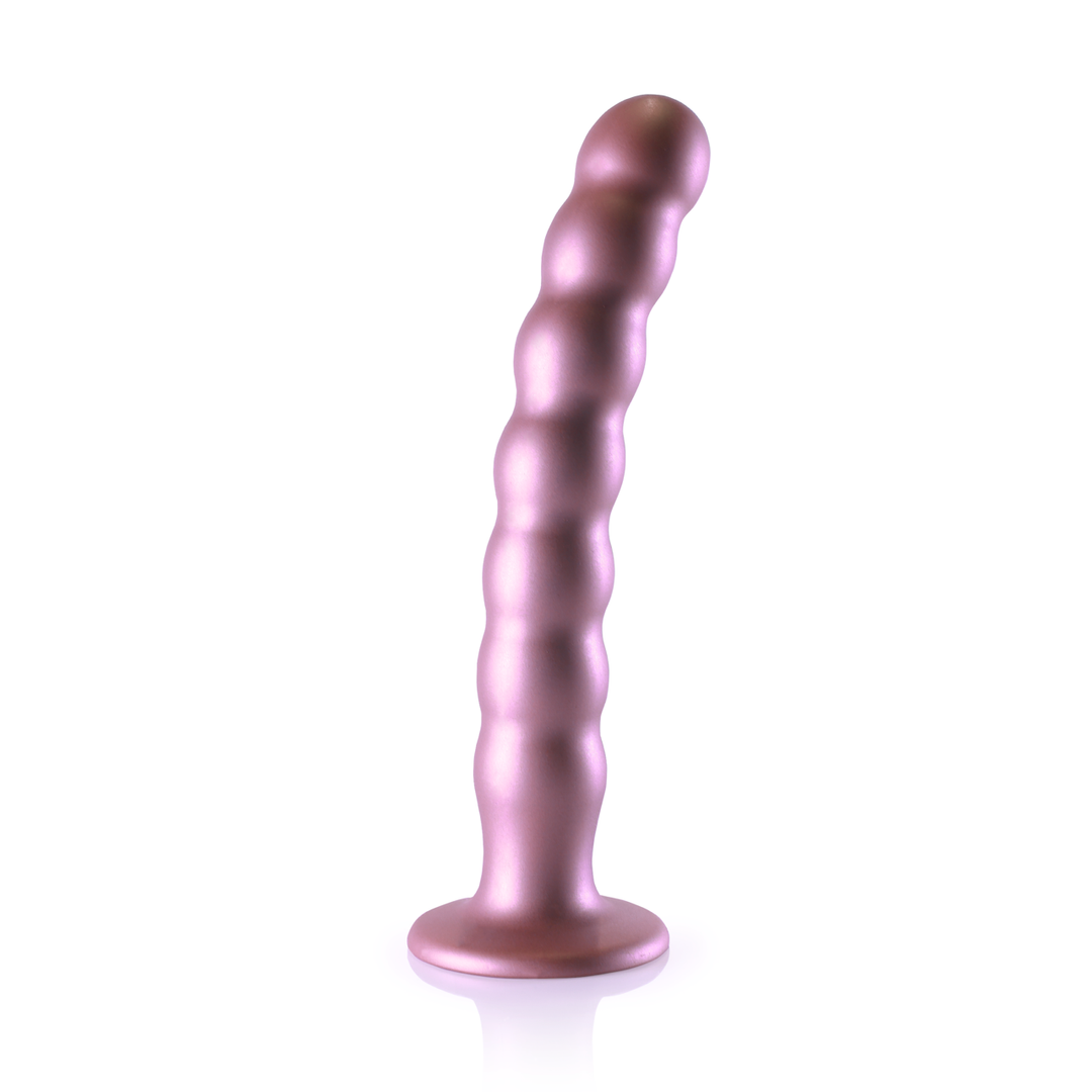 Beaded Silicone G-Spot Dildo - 8'' / 20,5 cm - Rosé Goud - Afbeelding 3