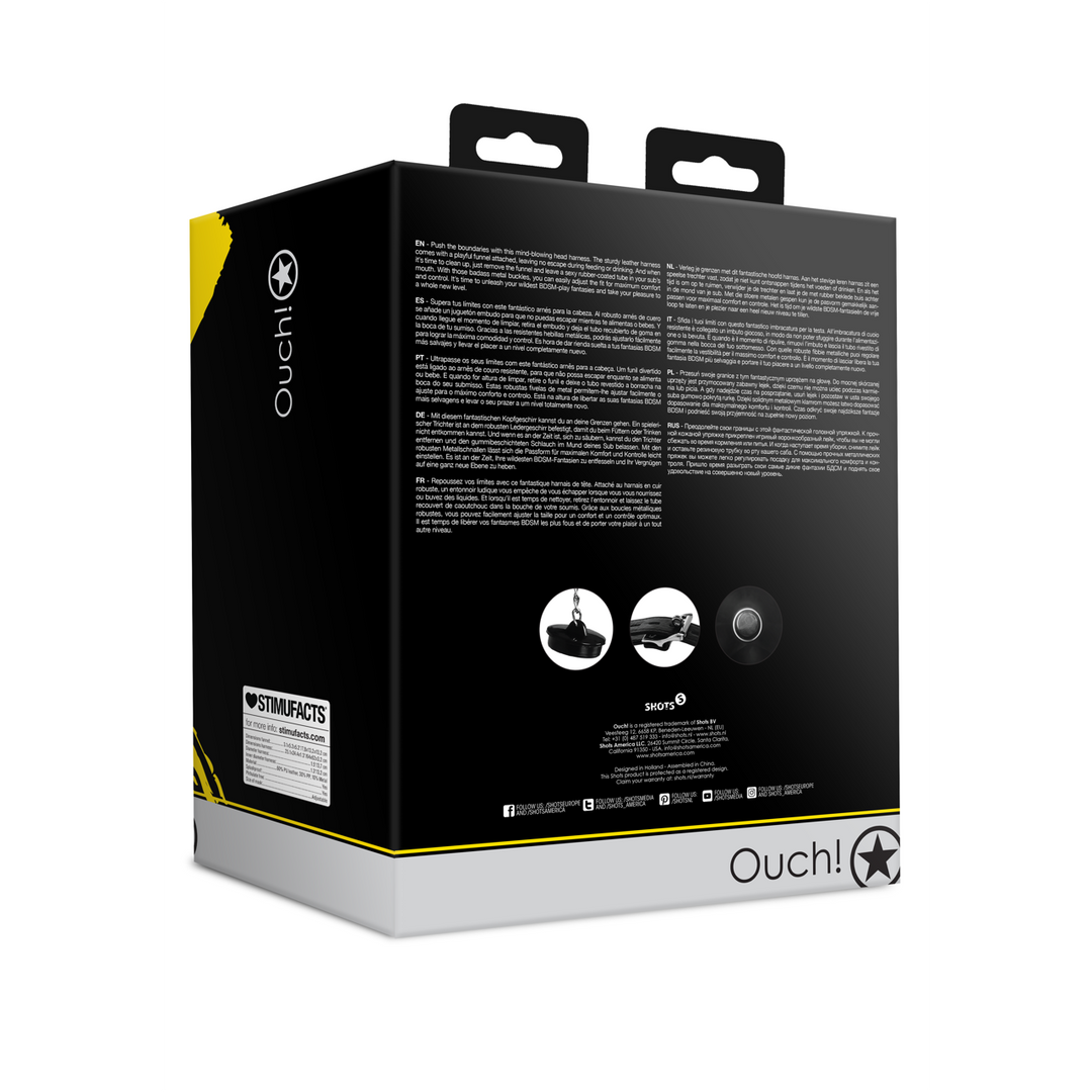 Open Mouth Gag Hoofdband met Trechter - Zwart - Afbeelding 3