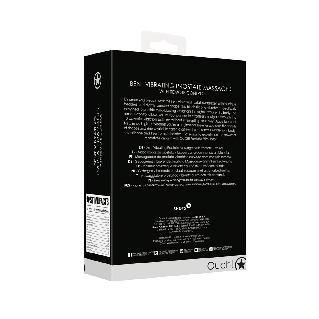 Gebogen Vibrerende Prostaatmassager met Afstandsbediening - Zwart - Afbeelding 3