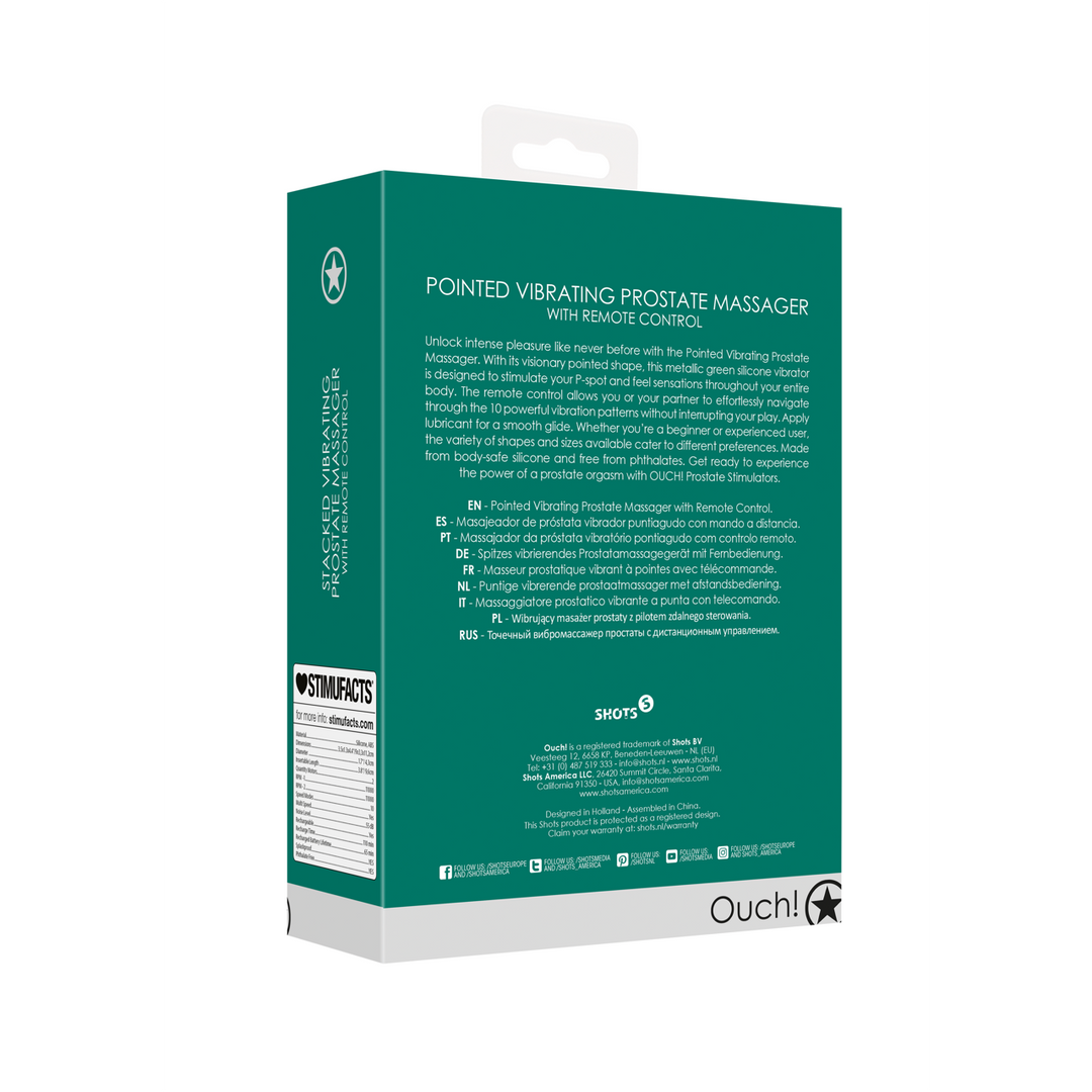Puntige Vibrerende Prostaatmassage met Afstandsbediening - Metallic Groen - Afbeelding 3