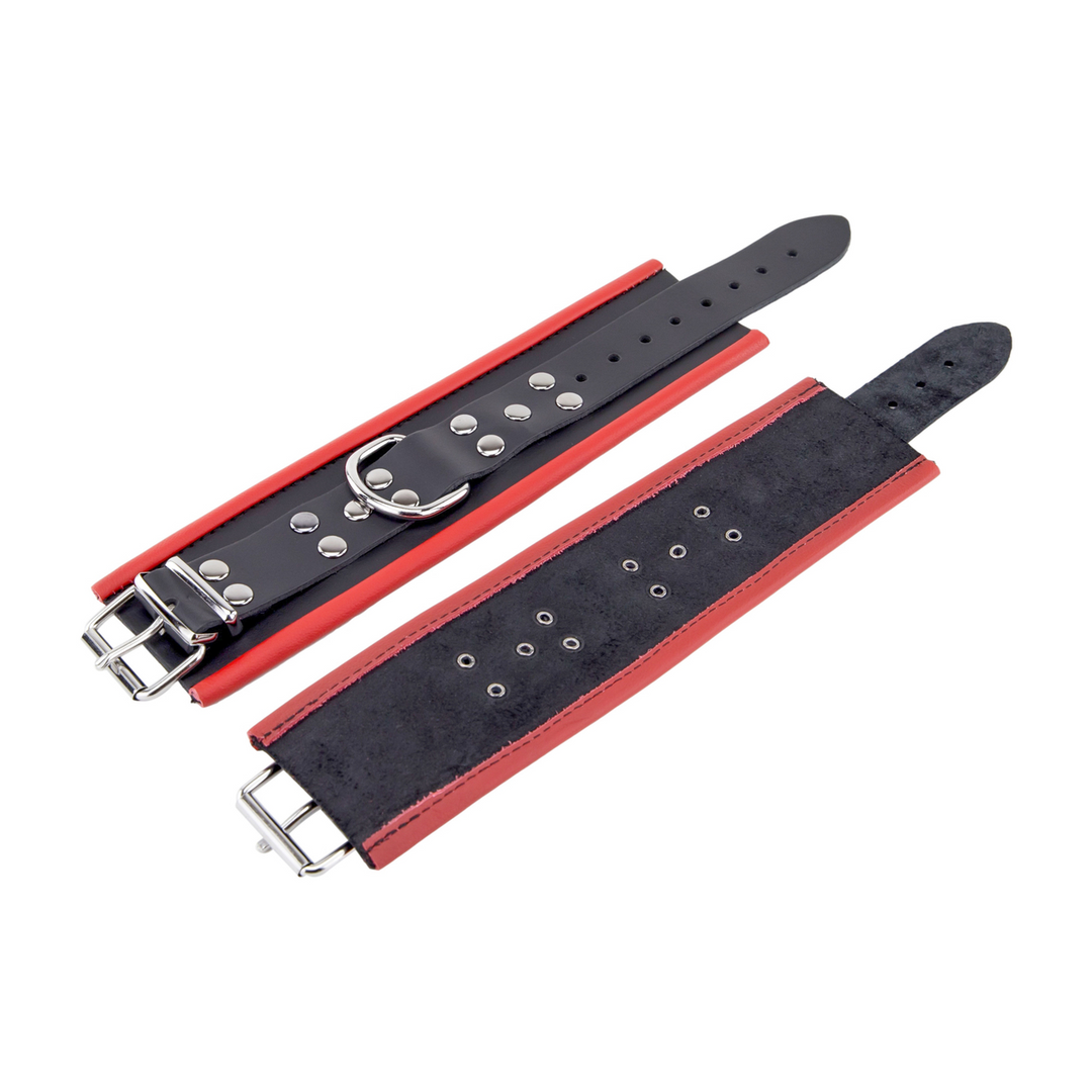Leren Handboeien - Rood/Zwart - Afbeelding 3