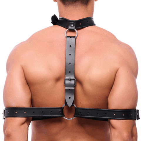 Leren Arm Bondage Ketting - Zwart