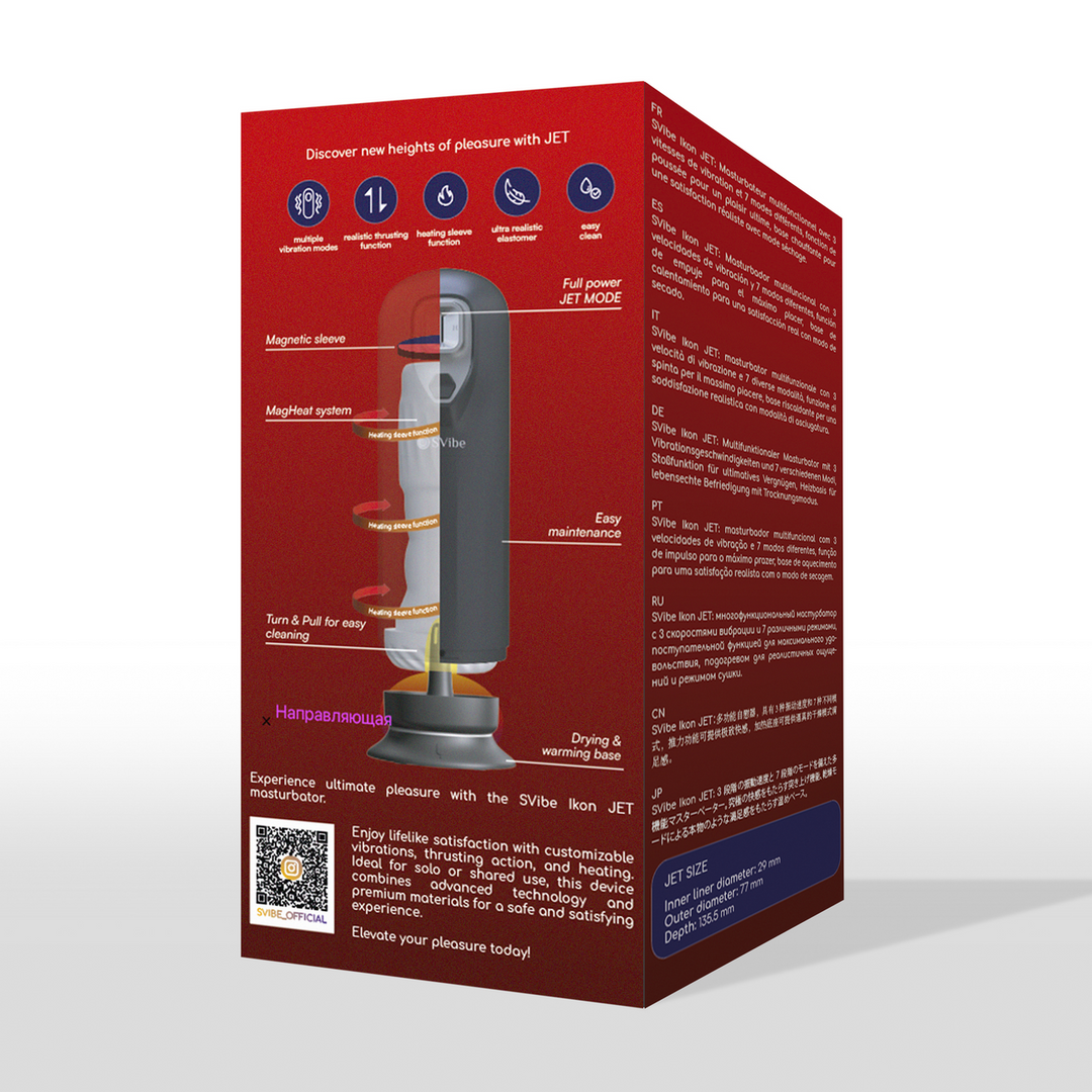 Ikon JET - Vibrerende Duwende Verwarmende Masturbator - Zwart - Afbeelding 3