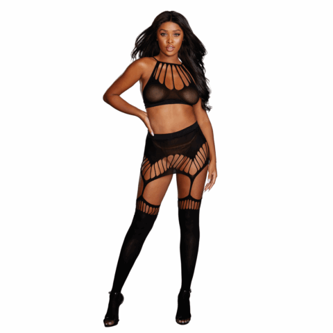 Naadloze Bralette en Garter Rok Set - Één Maat
