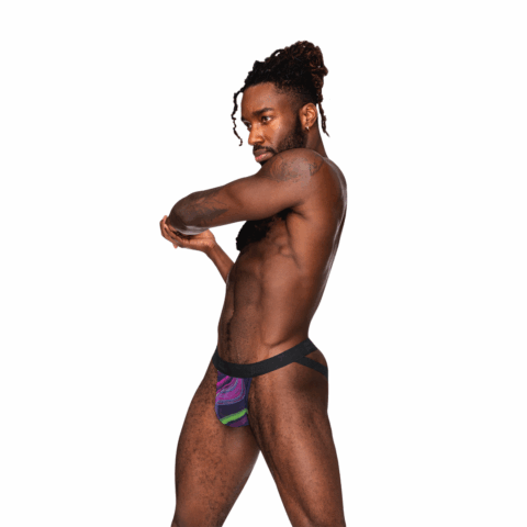 Strappy Jock met Zwarte Cockring - L/XL - Galactische Swirl
