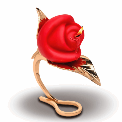 Brandende Passie - Rozenkaars met Houder - Rood/Goud