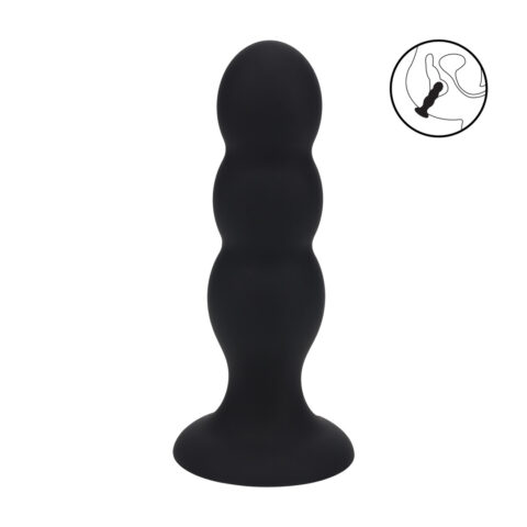 Tri Rattle Liquid Silicone Anale Plug - L - Zwart
