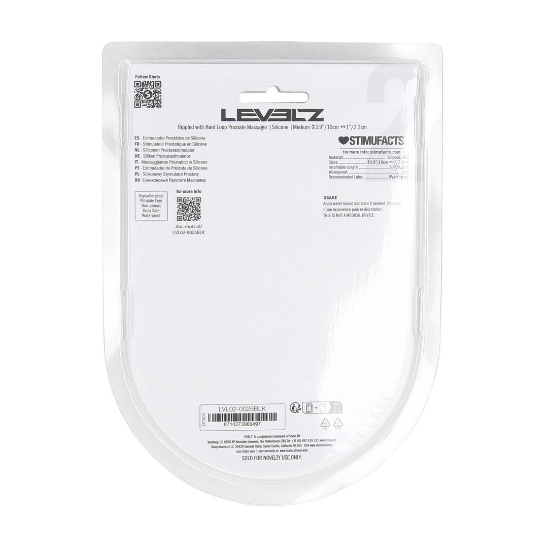 Geribbelde Hard Loop Silicone Prostaat Massager - M - Zwart - Afbeelding 3