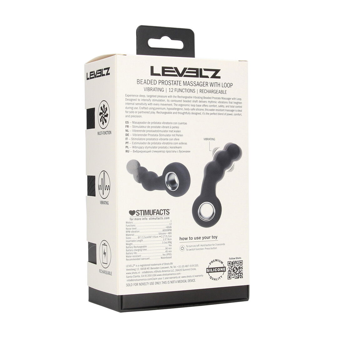 Vibrerende Parelsilicone Prostaatmassager met Lussysteem - Zwart - Afbeelding 3