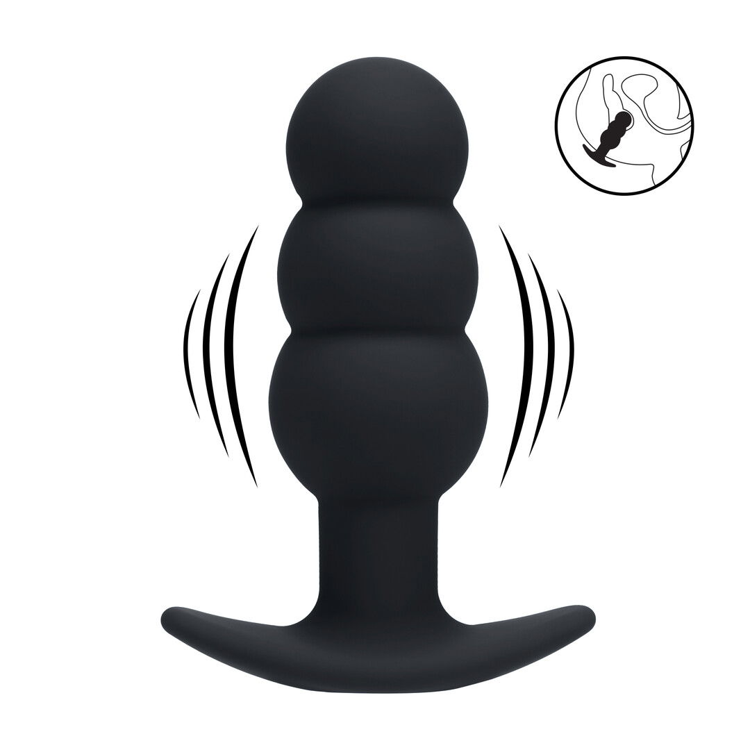 Tri Bulb Vibrerende Siliconen Anale Plug - Zwart