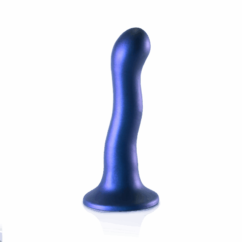 Ultra Zachte Siliconen Curve G-Spot Dildo - 7'' / 17 cm - Metallic Blauw