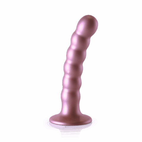 Beaded Silicone G-Spot Dildo - 5'' / 13 cm - Roségoud