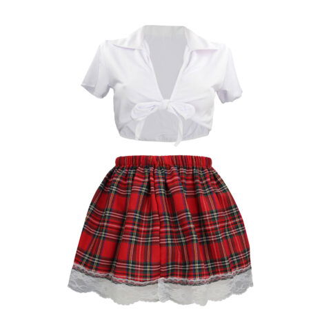 Schoolgirl Kostuum - S/M - Wit