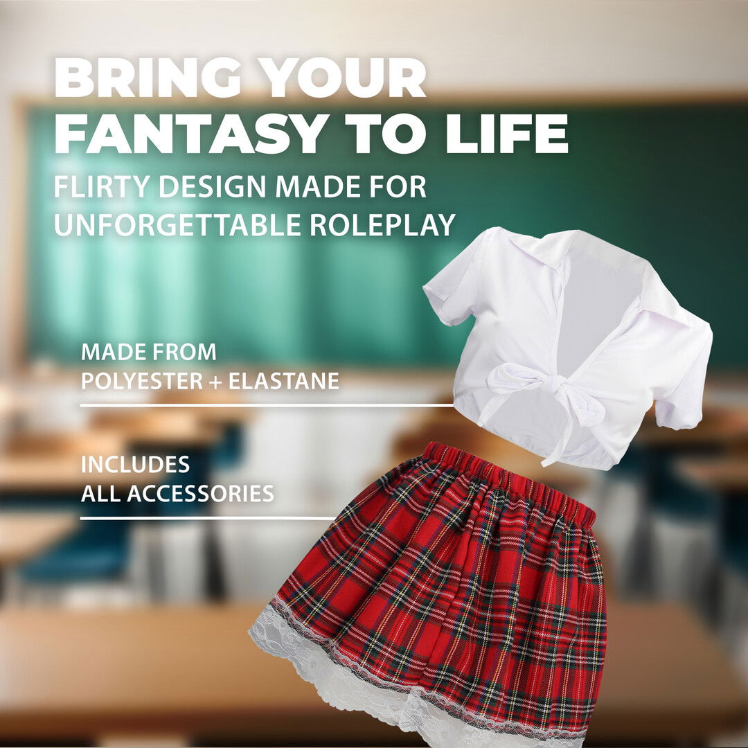 Schoolgirl Kostuum - S/M - Wit - Afbeelding 3