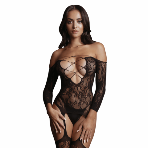 Criss Cross Neck Bodystocking - One Size
