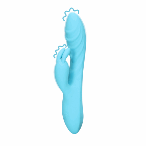 Geribbelde Ultra Zachte Siliconen Konijn Vibrator - Glaciaal Blauw
