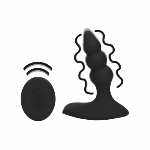 Beaded Vibrerende Anale Plug met Afstandsbediening - Zoethout Zwart