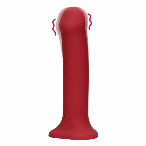Non-Phallic Vibrerende Dildo - Groot - Framboos Rood
