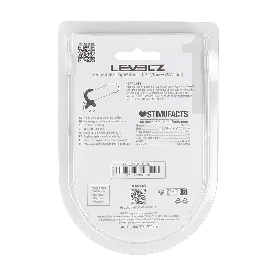 Pencil Liquid Silicone Cockring - Zwart - Afbeelding 3