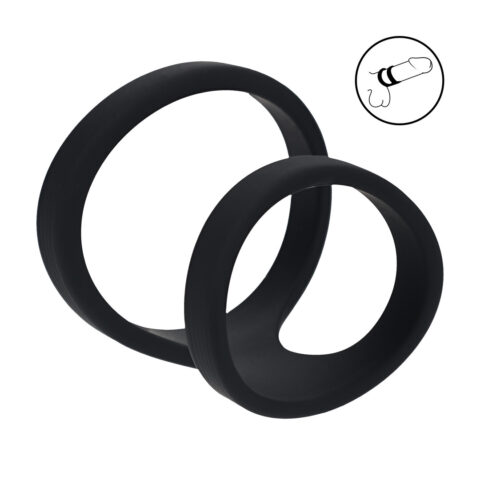 2 Loop Siliconen Cockring - Zwart