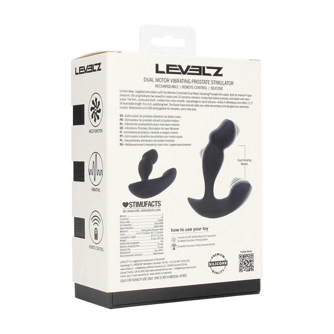 Dual Motor Afstandsbediening Dual Motor Vibrerende Vloeibare Siliconen Prostaat Stimulator - Zwart - Afbeelding 3