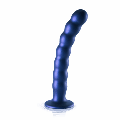 Beaded Silicone G-Spot Dildo - 8'' / 20,5 cm - Metallic Blauw