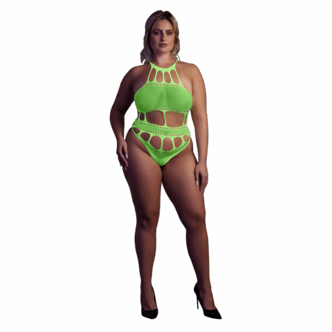 Body met Griekse Halslijn - Plus Size - Neon Groen