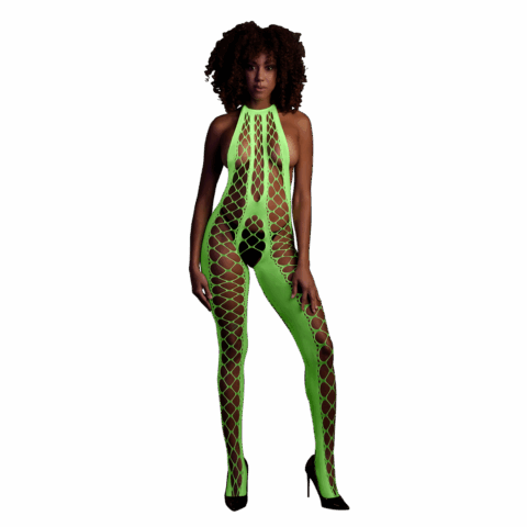 Bodystocking met Halterneck - One Size - Neon Groen