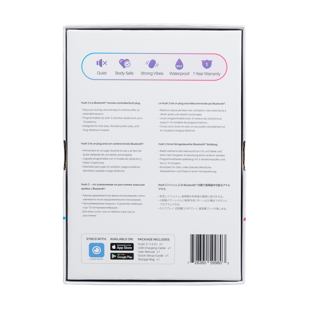 Hush 2 - App-bestuurde Vibrerende Buttplug - 1,5 / 3,8 cm - Zwart - Afbeelding 3