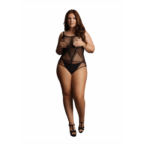 Contrast Net Teddy - Plus Size