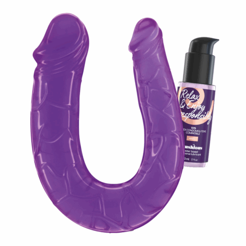 Deep Diver - Dubbele Dildo met Anale Glijmiddel - 1,7 fl oz / 50 ml - Paars
