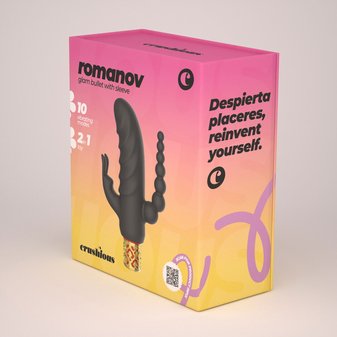 Romanov - Klassieke Vibrator met Verwijderbare Siliconen Huls - Zwart/Goud - Afbeelding 3