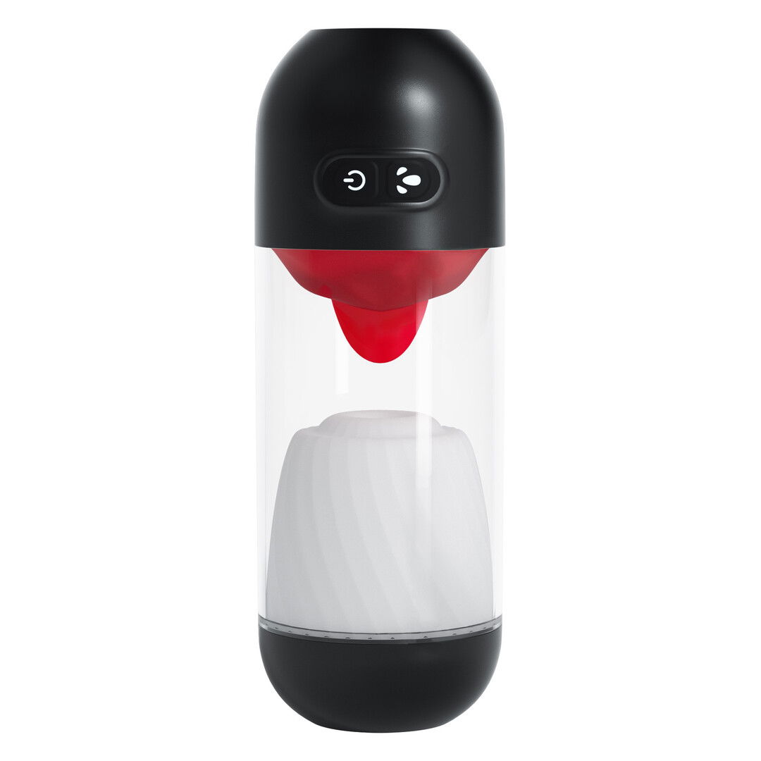 Slurpy - 2 in 1 Afneembare Lik- en Vibrerende Masturbator - Transparant