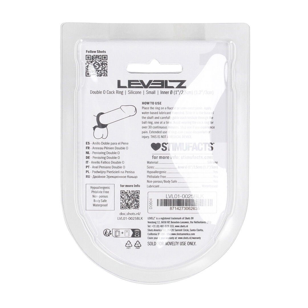 Double O Siliconen Cockring - S - Zwart - Afbeelding 3