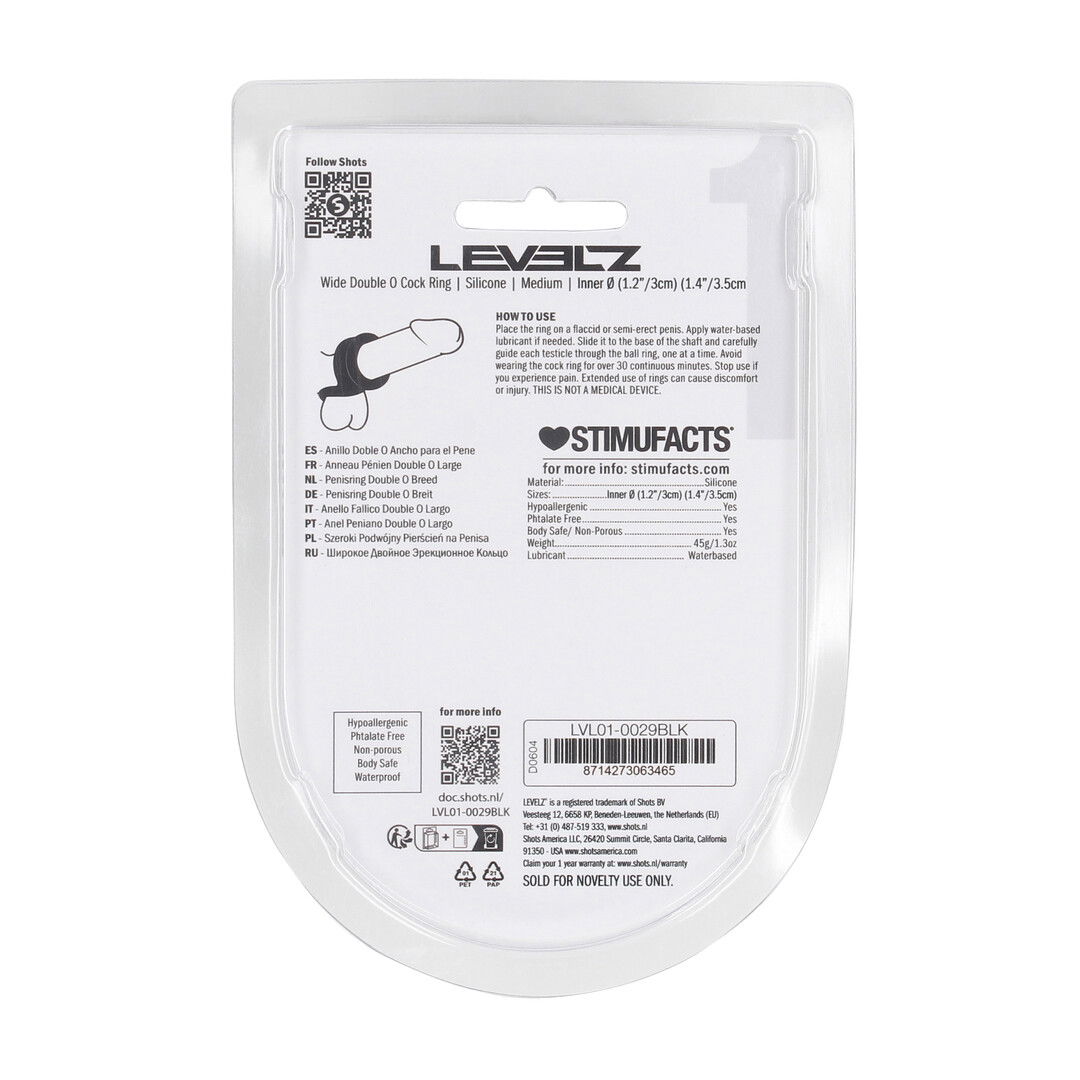 Brede Dubbele O Siliconen Cockring - M - Zwart - Afbeelding 3