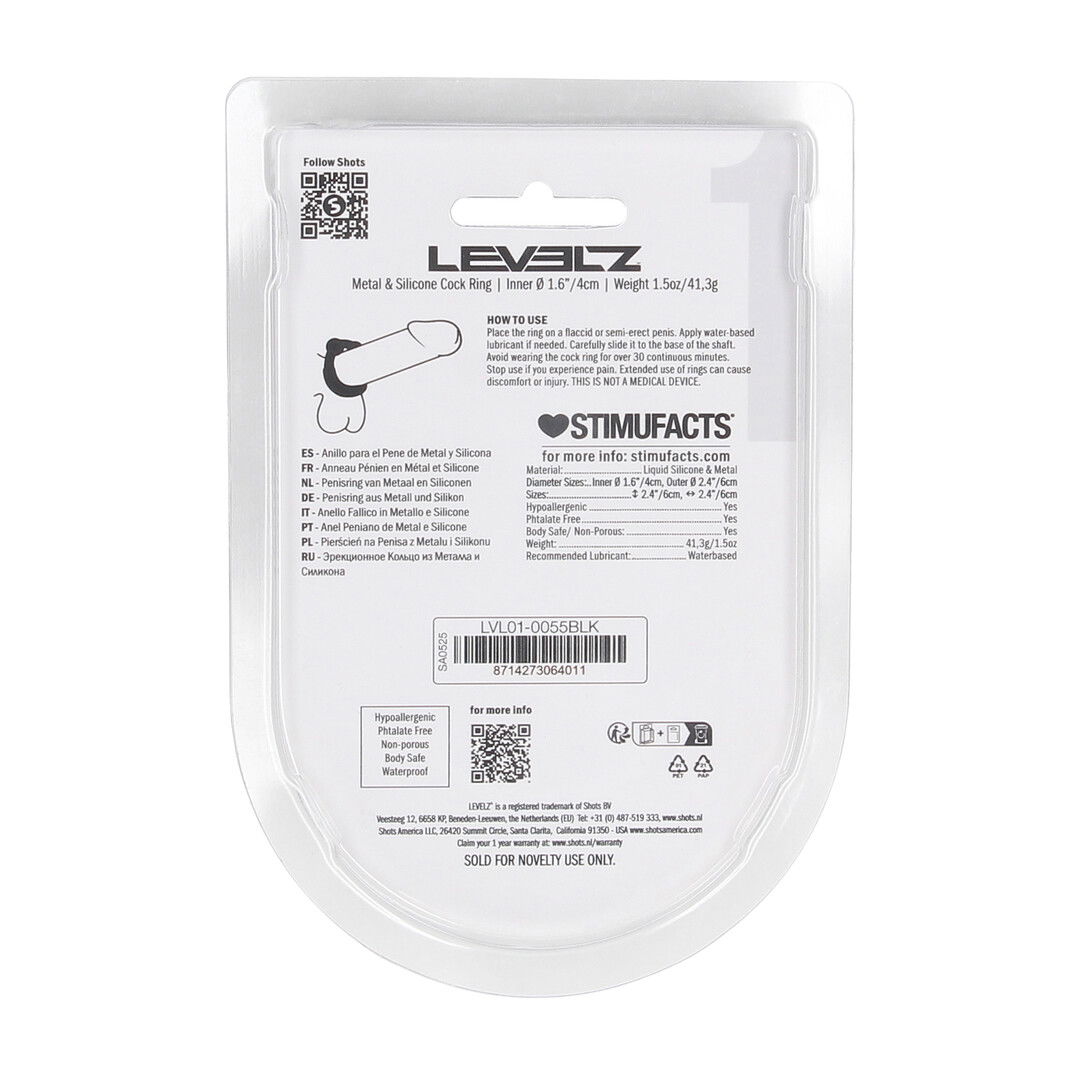 Metaal en Siliconen Cockring - Zwart - Afbeelding 3
