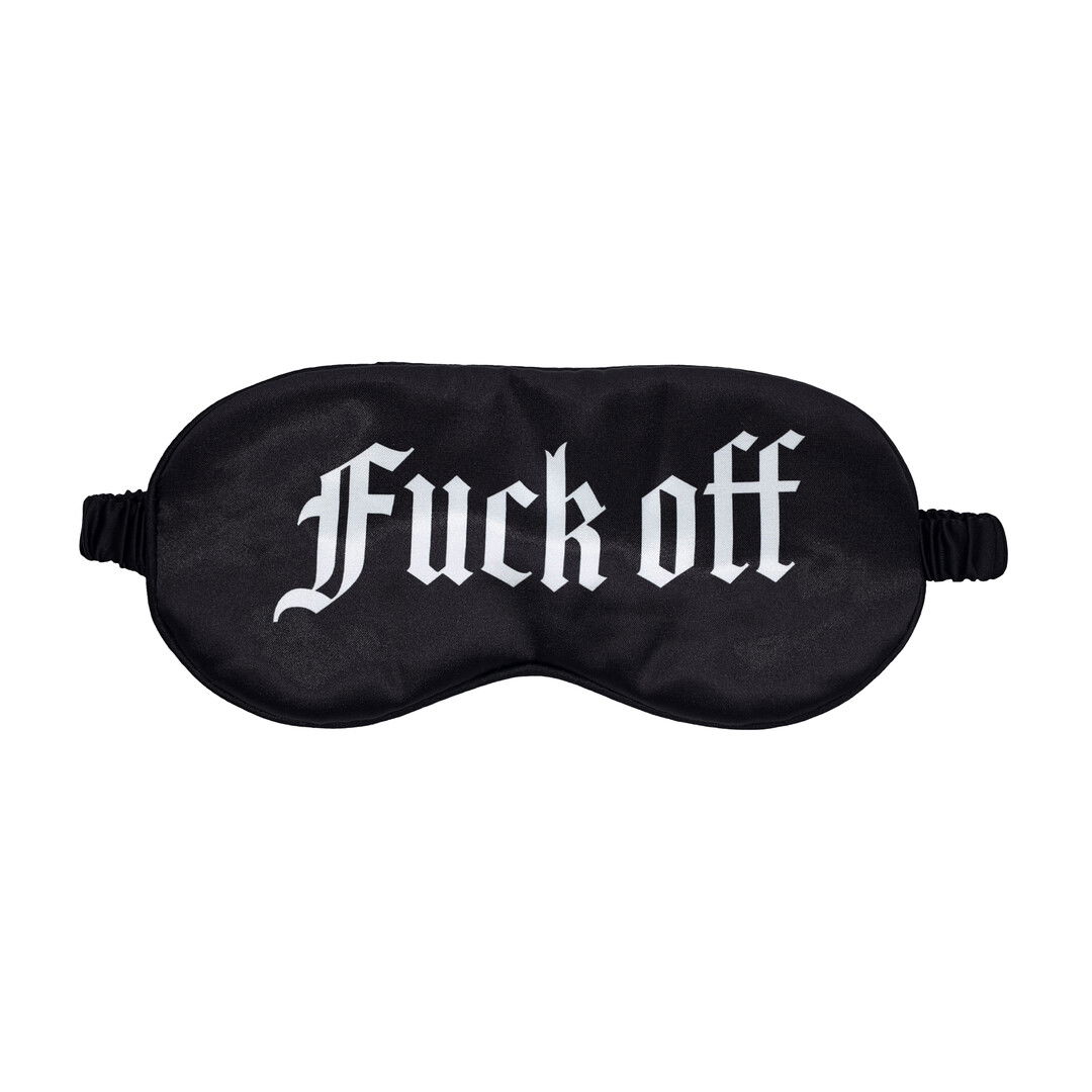 Fuck Off - Geprinte Satijnen Masker - Zwart
